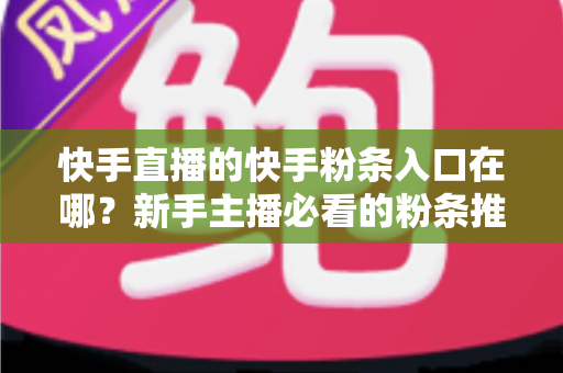 快手直播的快手粉条入口在哪?新手主播必看的粉条推广入口查找指南与投放全攻略 快手直播的快手粉条入口在哪?新手主播必看的粉条推广入口查找指南与投放全攻略