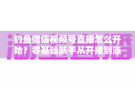 钓鱼微信视频号直播怎么开始?零基础新手从开播到涨粉变现的完整实战指南 钓鱼微信视频号直播怎么开始?零基础新手从开播到涨粉变现的完整实战指南