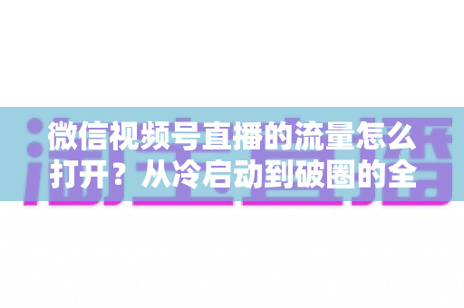 微信视频号直播的流量怎么打开？从冷启动到破圈的全流程实战指南